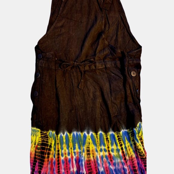 Tie Dye Jumpsuit Overalls Colorful Festival Hippie Boho Chic Romper - Picture 4 of 8